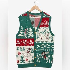 Our Universe Disney Mickey Mouse Skiing Embroidered Sweater Vest, Size M